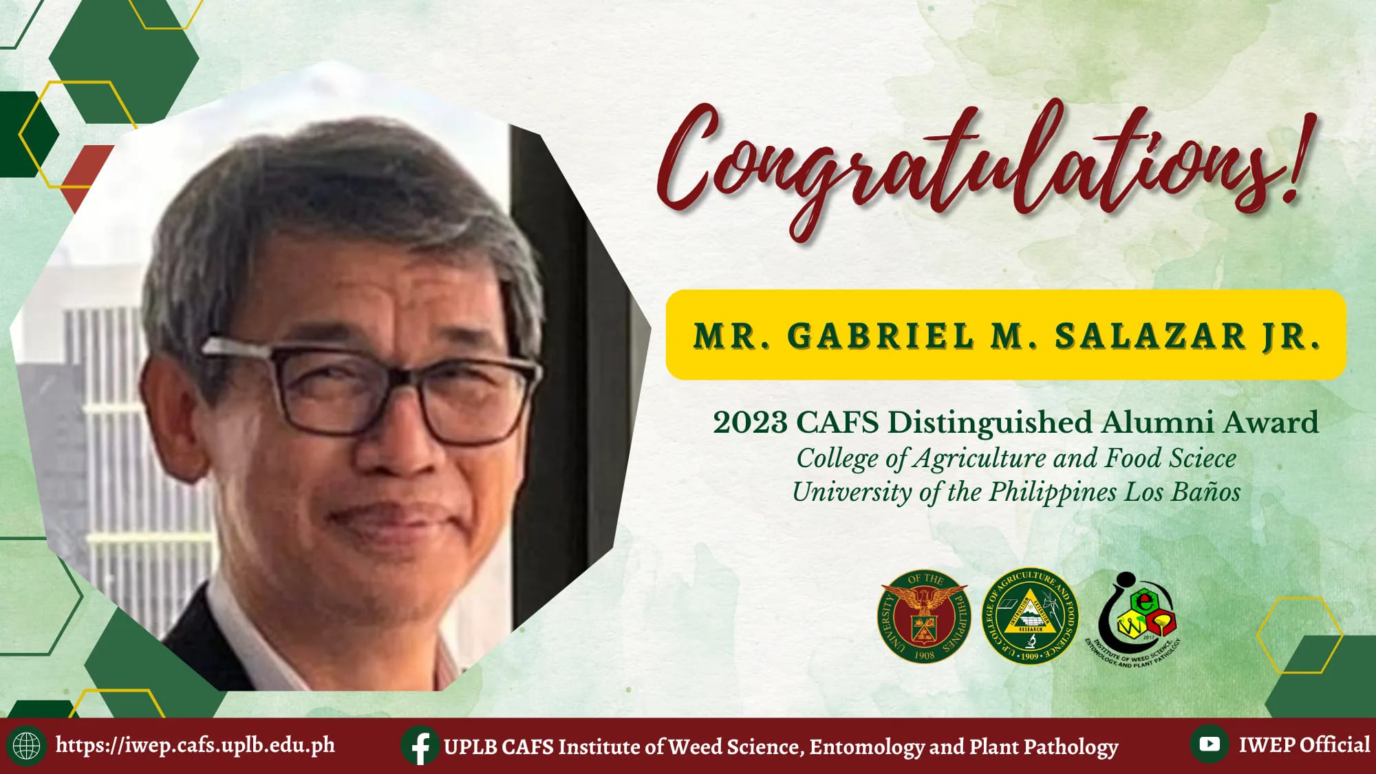 Mr. Gabriel M. Salazar, Jr. Receives 2023 CAFS Distinguished Alumni Award